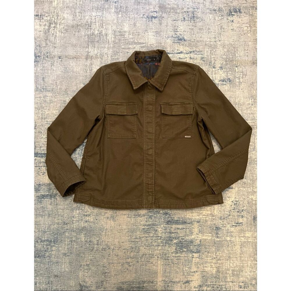 Prana Olive Green Organic Cotton Nikit Moleskin Shacket Jacket Women's Medium